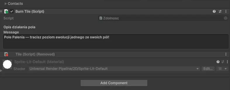 Unity Inspector – konfiguracja komponentów MonsterBoard